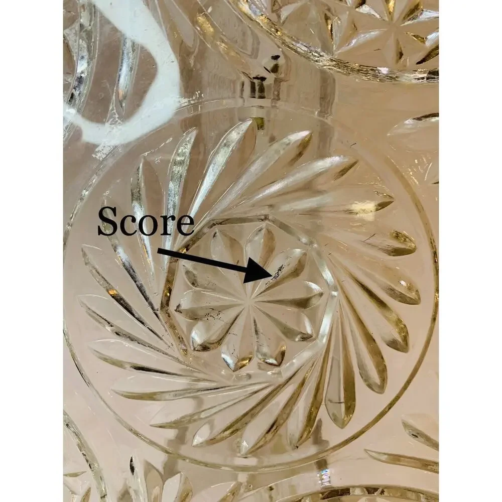 Anchor Hocking Cake Plate 1960's Glass Stars & Bars MCM Missing Cover Clear Tray